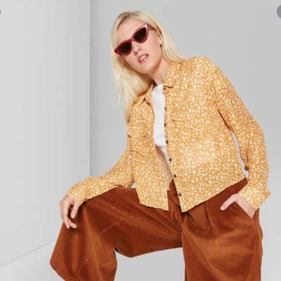 Floral Long Sleeve Cropped Shirt –79-104 - Picture 2 of 4